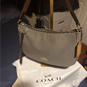 Coach Black and Tan Checkered Shoulder Bag